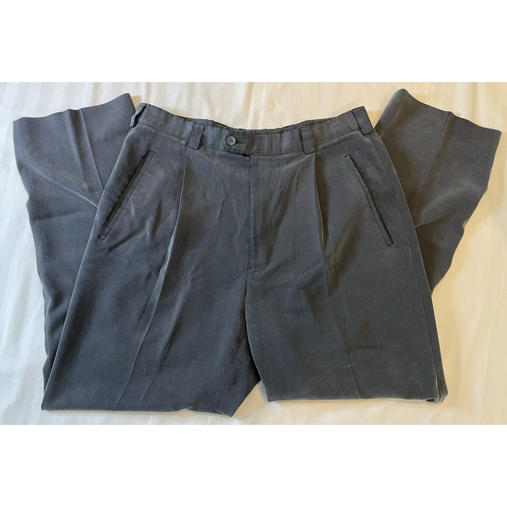 Vintage Keithmoor Dress‎ Pants Size 34 Grey 100% Wool Pleated Cuffed Made Canada